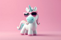3d render icon of minimalist cartoon unicorn sunglasses representation accessories.