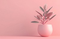 3d render icon of pastel plant flower leaf vase.