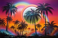 Palm trees scene art outdoors painting.