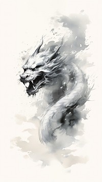 Dragon drawing sketch white.