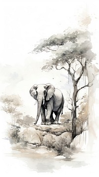 Elephant in forrest elephant wildlife painting.