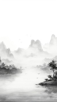 Mountain and river backgrounds outdoors drawing.