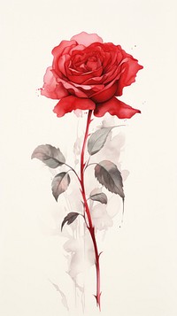 Red rose painting flower plant.