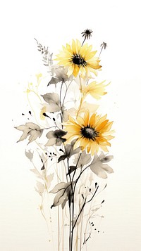 Sunflower painting plant inflorescence.
