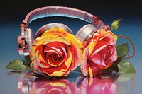 A rose over ear headphones headset flower.