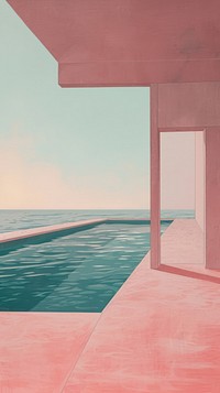 Architecture painting floor pool.