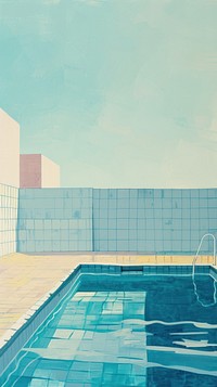 Painting outdoors swimming pool.