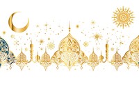 Eid mubarak line horizontal border architecture pattern gold.