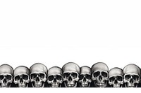 Skull line horizontal border white background accessories copy space.