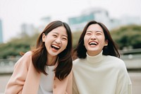 Chinese asian female friends laughing adult togetherness. AI generated Image by rawpixel.