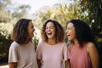 Female friends laughing standing adult. AI generated Image by rawpixel.