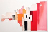 Abstract buildings ripped paper art painting architecture.