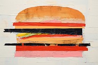 Abstract hamburger with hand ripped paper art painting food.