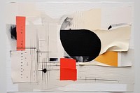 Abstract music ripped paper collage art painting.