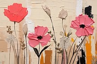 Abstract wildflowers ripped paper art painting plant.