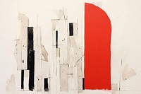 Abstract temple ripped paper art architecture painting.