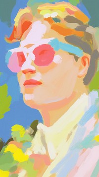 Man wearing sunglasses painting art abstract. AI generated Image by rawpixel.