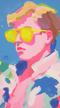 Man wearing sunglasses painting art abstract. 