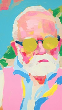 Old man wearing sunglasses painting art backgrounds. AI generated Image by rawpixel.