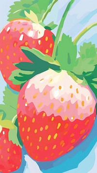 Strawberry backgrounds painting cartoon. AI generated Image by rawpixel.