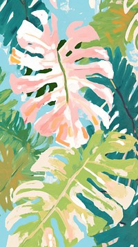 Tropical leaves painting art backgrounds. 