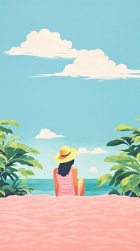 Summer seamless outdoors cartoon nature. AI generated Image by rawpixel.