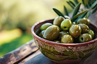 Fresh olive bowl fruit plant.
