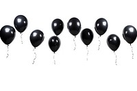 Black balloons white background anniversary celebration.