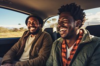 Happy African men travel adult togetherness.
