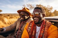 Happy African men laughing travel adult.