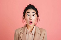Asian business woman surprised face portrait adult frustration.