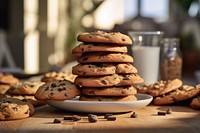 Cookies stacked arrangement biscuit bread food.