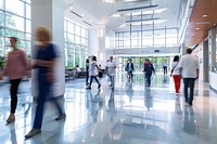 Staff In Busy Lobby Area Of Modern Hospital walking adult architecture. AI generated Image by rawpixel.