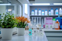 Laboratory room bottle plant biochemistry.