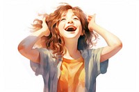 American girl laughing face expression shouting portrait adult.