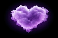  Light purple heart nature cloud black background. AI generated Image by rawpixel.