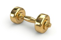 Dumbell gold white background weightlifting.