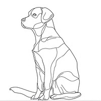 Continuous line drawing dog animal mammal sketch.