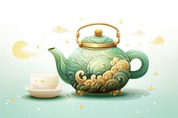Chinese traditional tea pot and chinese mooncake teapot green mug.