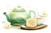 Chinese traditional tea pot and chinese mooncake teapot green mug.