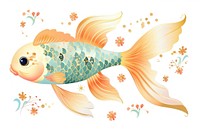 Chinese fish goldfish animal white background.