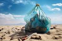 Trash on beach pollution garbage plastic. AI generated Image by rawpixel.