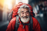 Happy senior Korean man travel adult photo.