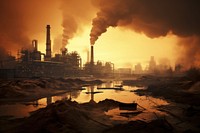 Polluted factory pollution architecture reflection. AI generated Image by rawpixel.