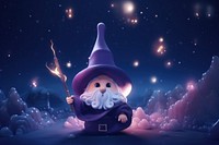Cute wizard fantasy background cartoon astronomy nature.