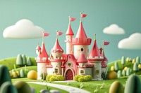 Cute castle fantasy background building cartoon representation.