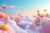 Cute floating land in the sky fantasy background backgrounds outdoors nature.