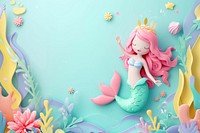 Cute mermaid fantasy background cartoon toy representation.