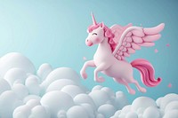 Cute pegasus flying in the sky fantasy background cartoon animal mammal.