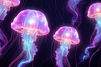 Pastel jellyfish neon invertebrate translucent illuminated.